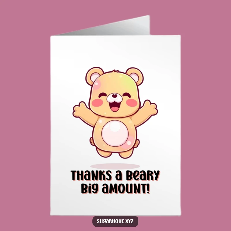 Free Printable Thank You Card: Gummy Bear Jump Downloadable Sweet Gratitude