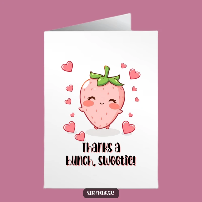 Free Printable Thank You Card: Strawberry Hearts - Funny Downloadable Sentiment