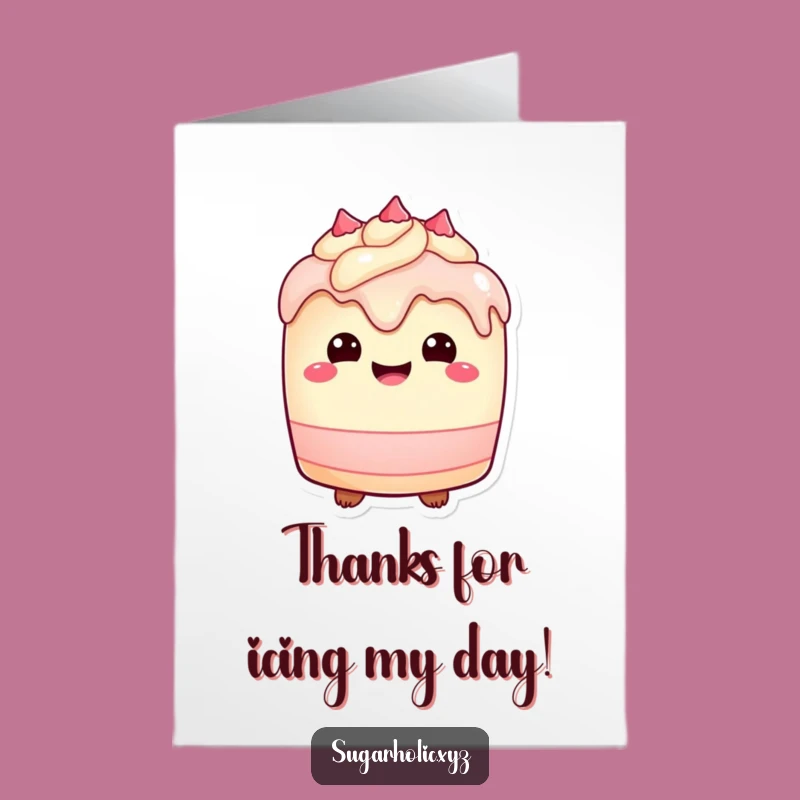 Free Printable Thank You Card: Cake Character - Dripping Frosting Gratitude Download
