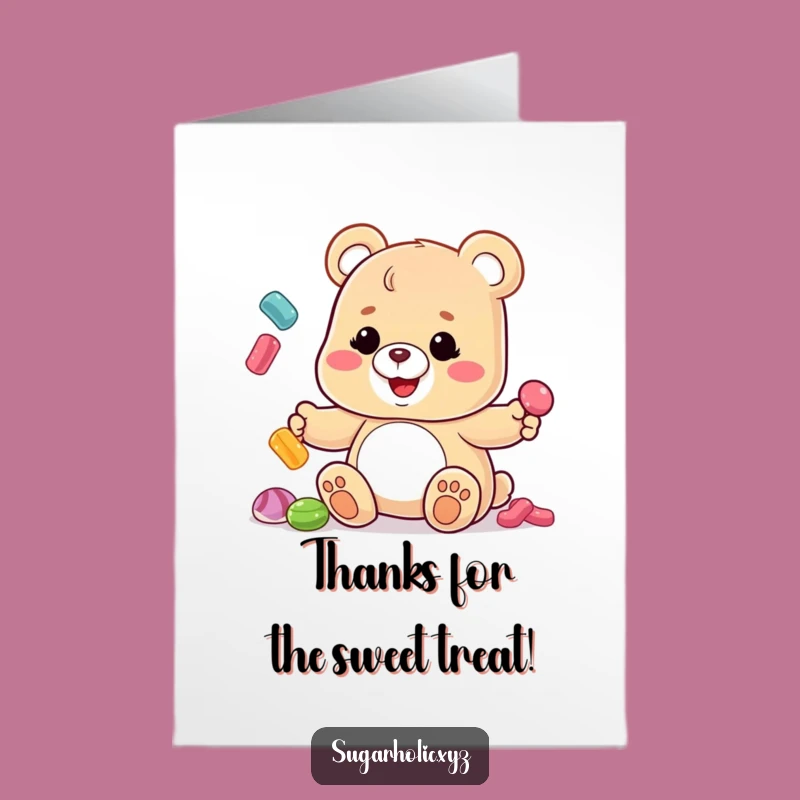 Free Printable Gummy Bear Thank You Card: Juggling Candies for Sweet Appreciation Gift