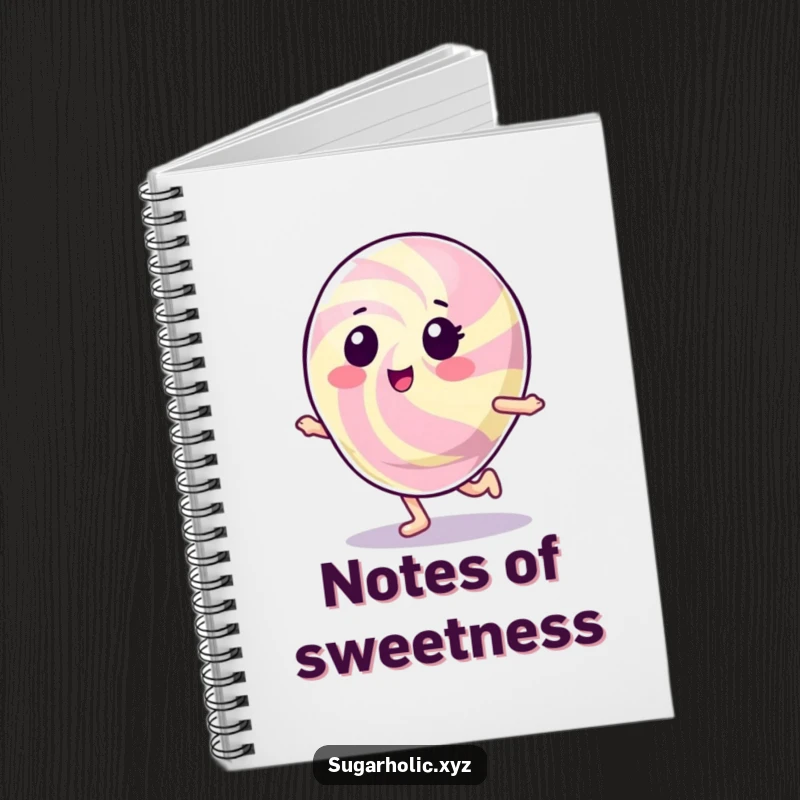 Funny Gumdrop Character Notebook: A shiny, energetic gumdrop character doing a happy hop on a notebook cover.