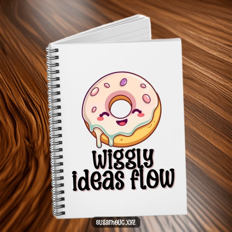 Funny Donut Notebook: A delighted donut with a glaze drip wiggles with glee, ideal for journaling with a sweet, humorous touch.