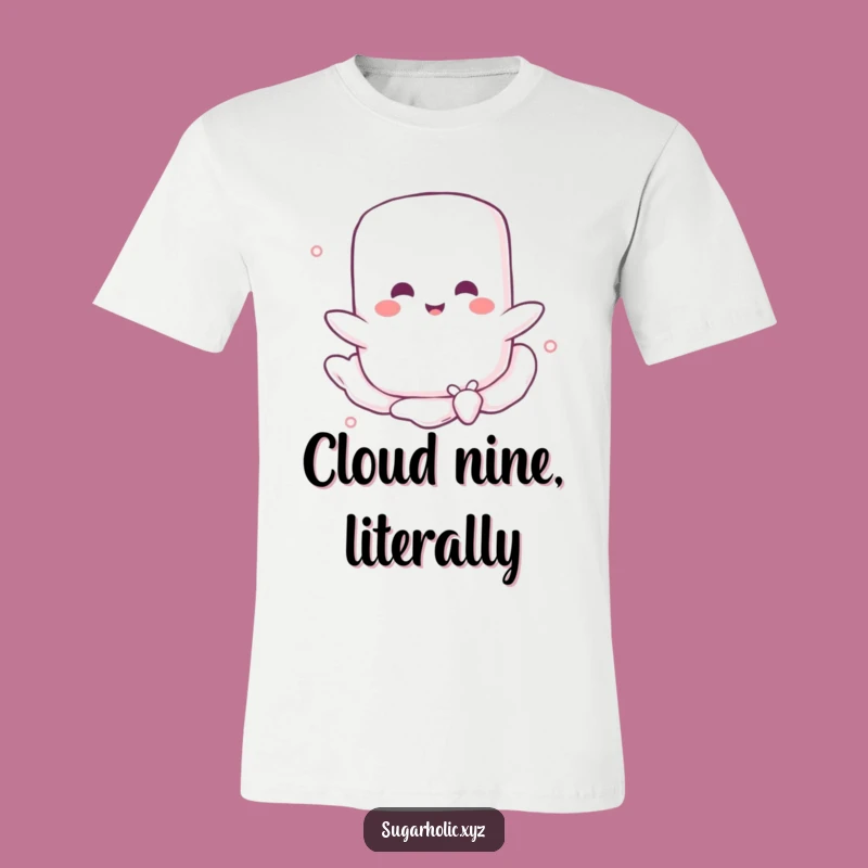 Funny Marshmallow Float T-Shirt: Happy Character on Sugary Breeze, Ideal Funny Gift for Sweet Souls