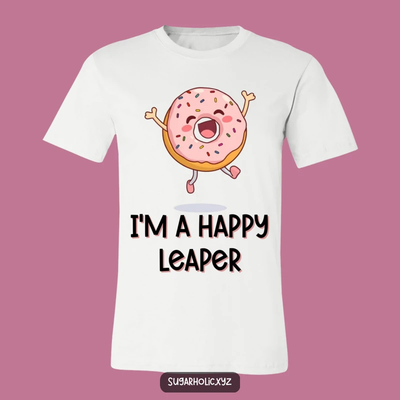 Funny Jumping Donut Tee: Sprinkles of Ecstasy, Joyful Leap Design, Awesome Funny Gift Apparel