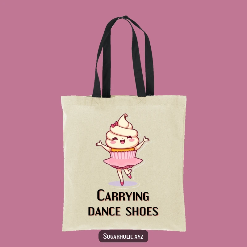 Funny Cupcake Ballet Tote Bag: Delighted Character, Dance Accessory Gift