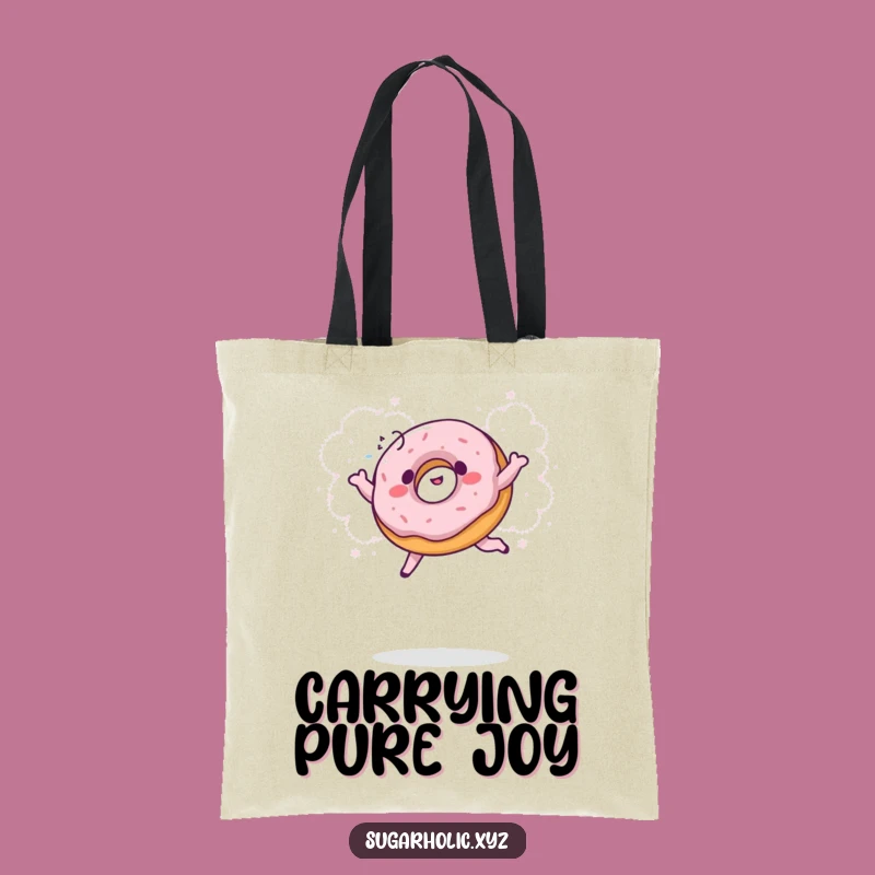Funny Giggling Donut Powder Jump Tote Bag - Carry Your Sweetness & Smiles