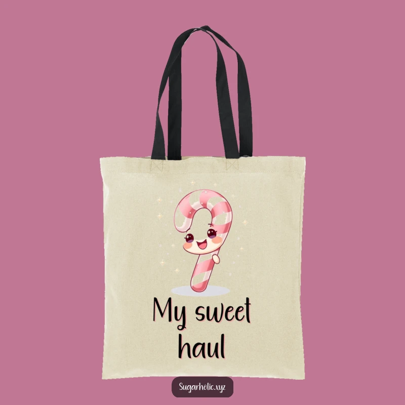 Funny Sparkly Candy Cane Tote Bag - Carry Your Holiday Spirit!
