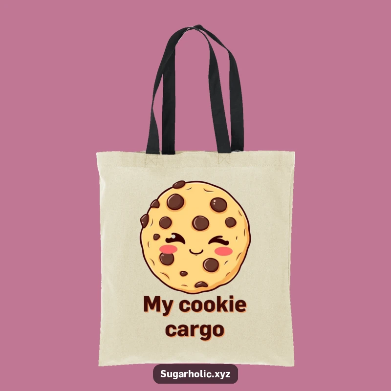 Funny Winking Cookie Tote Bag: Carry Snacks with Mischief, Chocolate Chip Delight, Perfect Funny Gift